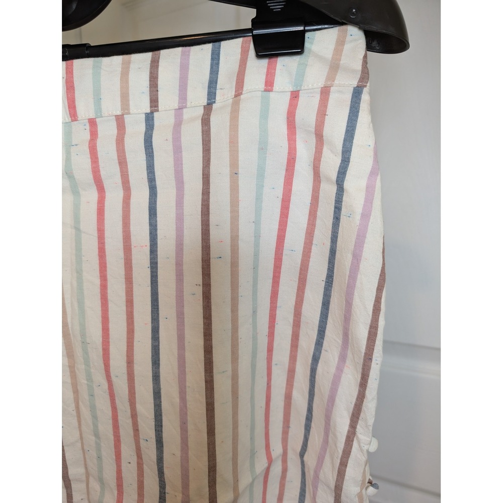 Madewell Button Slit Striped Midi Skirt Rainbow Flecked Cotton Lined - Size 8 - Picture 3 of 7